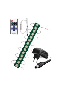 Resim 20 Adet 24 Volt 1,5 Watt Tek Lensli Yeşil 3030 Smd Led Modül 12a Tek Renk Rf Dimmer 2a Priz Tipi Ada 