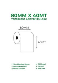 Resim 80x40 Termal Rulo Yazarkasa Adisyon Rulosu 10 Paket 100 Adet Tse Belgeli Bpa Free 