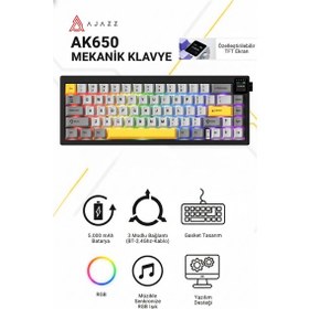 Resim Ak650 Tft Ekranlı 3 Modlu Mekanik Oyun Klavyesi-5.000 Mah Batarya-gasket Tasarım 