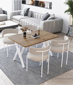 Resim Avvio Beyaz Teddy Sandalye 80x120 Yemek Masası Mutfak Masası 4 Kişilik Masa Sandalye Takımı Akça 