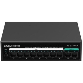 Resim Ruıjıe Reyee Rg-es110fg-p 10 Port, 8 Port Megabit Poe, 110w, 2 Port Gigabit Uplink, Switch 