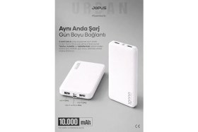 Resim Jopus 10000MAH Powerbank - LED Işık Göstergeli - Taşınabilir Şarj Cihazı - Beyaz JP-P10 
