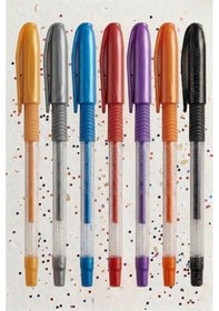 Resim Simli Jel Kalem 7 Renk 1.0mm Akıcı Yazım Pensan Simli Jel Kalem Tükenmez Simli Kalem Simli Pilot Kalem Canlı Çok Renkli 