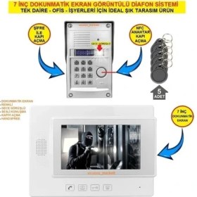 Resim 7 Inç Dokunmatik Ekran Görüntülü Diafon Sistemi (Tek Daire Içindir Şifre + Kartlı Geçiş Özelliklidir) 