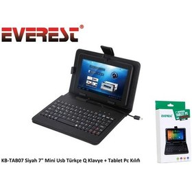 Resim Everest Kb-tab07 Siyah 7" Mini+micro Usb Tr. Q Klavye + Kılıf 