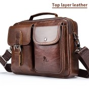 Resim Erkek Modası Gerçek Deri Tek Omuz Çantası, Taşınabilir, Günlük, Toka ve Ayarlanabilir Askı ile, Babalar Günü, Yıldönümü Hediyesi için 