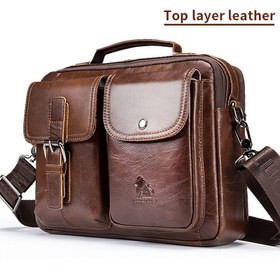 Resim Erkek Modası Gerçek Deri Tek Omuz Çantası, Taşınabilir, Günlük, Toka ve Ayarlanabilir Askı ile, Babalar Günü, Yıldönümü Hediyesi için 