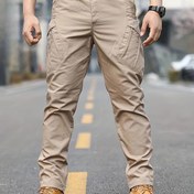 Resim Erkekler için Dayanıklı Taktik Pantolon, Çoklu Cepli - Yürüyüş ve Dış Aktiviteler için Mükemmel, Polyester, Makinede Yıkanabilir 