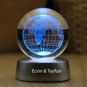 Resim Kişiye Özel Istiridye Içinde Gerçek Inci Kolye & 3D Dünya Işıklı Cam Küre 