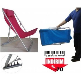 Resim Depolife Depolife Plaj Sandalye Koltuk Şelong Katlanır Yastıklı 5 Kademeli (458038763) 