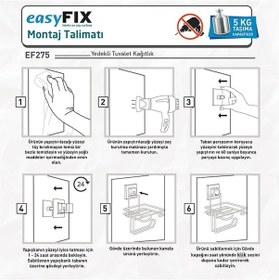 Resim Tekno Tel Ef-237 Siyah Tekli Askı Bornozluk Yapışkanlı/vidalı Deliksiz Metal Banyo Askılığı Mat Siyah 