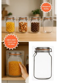 Resim Elit Kavanoz Tasarım Kilitli Şeffaf Doypack Kahve Kuruyemiş Bakliyat Saklama Torbası 15x22 Cm 10lu 