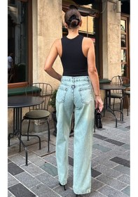 Resim Shevega Kadın Tintli Çift Düğme Yikamali Bol Paça Kot Pantolon Tintli 