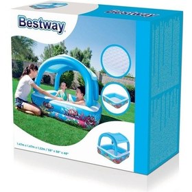 Resim Tenteli Havuz Bestway Tenteli Şişme Çocuk Havuzu 140x140x114 Cm 