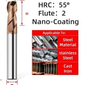 Resim 2Liyao D1.5XD4X50L 1 Adet HRC55 2f HRC55 4 Flüt Alaşım Tungsten Çelik Freze Karbür Parmak Frezeler Kesici Kesme Aleti Cnc Işleme Kaplama Düz Uçlu Değirmen (Yurt Dışından) 