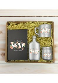Resim Bk Gift Kişiye Özel İsimli Dtf Anne Temalı Antrasit Defter & Gümüş Kahve Fincanı & Kolonya & Mum Hediye Seti-4, Anneye Hediye, Anneler Günü Hediyesi K 
