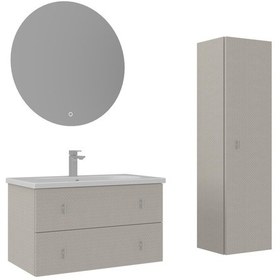 Resim Orka Milazzo 80 Cm Callisto Banyo Dolabı Takımı Ve Boy Dolabı Beyaz 