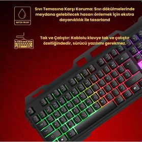 Resim Coofbe Metal Rgb Işıklı Kablolu Q Gaming Oyuncu Klavyesi Mekanik Klavye Su Geçirmez Toza Dayanıklı 