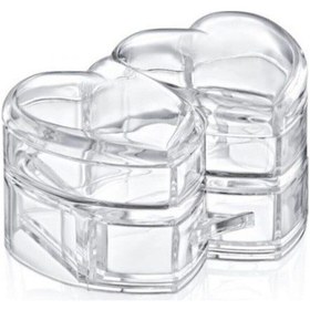 Resim Kalp Kapaklı Mücevher Kutusu Şık Takı Organizer Makyaj Ve Aksesuar Düzenleyici Kutusu Şeffaf 