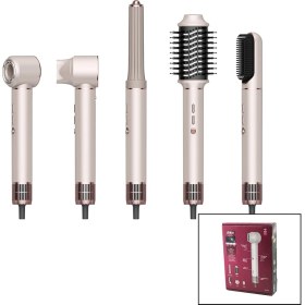 Resim Go İthalat Rose Gold Air Brush 5in1=bukle-Hacimle-Düzleştir-2-Fırça Saç Kurutma - Şekil Makinesi 1300W3-KDM.HIZ - Derece SHD-1729 (5256) 