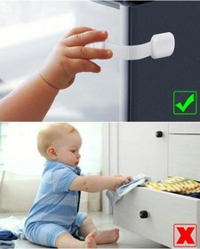 Resim 6 Adet Silikon Dolap Çekmece Buzdolabı Eşya Sabitleyici Bebek Çoçuk Koruruyucu Güvenlik Kilidi Kilit Beyaz 