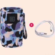 Resim Yunboo Sıcaklık Sabitleyici Bebek Biberon Isıtıcı Kılıfı - Ev Ve Dışarı Kullanıma Uygun, Evrensel Uyumlu, Kamuflaj Desenli Siyah + Veri Kablosu 