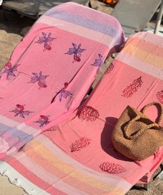 Resim El Yapımı Ahşap Baskılı Peştemaller - Pembe 