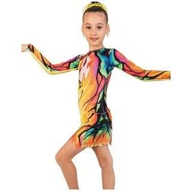 Resim C-52 Baskılı Etekli Cimnastik Mayo Çok Renkli 