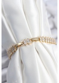 Resim Pirinç Vıp Seri Gold Renk Zirkon Taşlı Kadın Bileklik Çok Renkli 