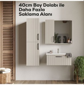 Resim Creavit D10 40 Cm Sol Boy Dolabı Dafne Melamin Gövde Lake Kapak Mat Antrasit 