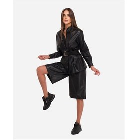 Resim Kadın Suni Deri Bermuda Şort Frn61080 Siyah 