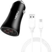 Resim Hepu HP779M Qc3.0 2x USB Metal Araç Şarj Aleti Usb-Micro USB Kablo Set 