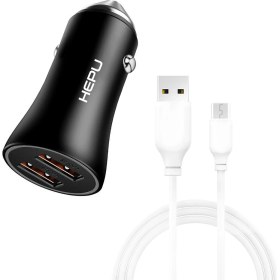 Resim Hepu HP779M Qc3.0 2x USB Metal Araç Şarj Aleti Usb-Micro USB Kablo Set 