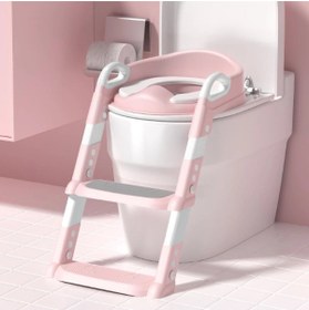 Resim MericLine Pembe Merdivenli Çocuk Klozet Tuvalet Eğitimi Aparatı 