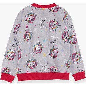 Resim Breeze Kız Çocuk Sweatshirt Unicorn Desenli 1.5-5 Yaş, Açık Gri M ((558009520) Çok Renkli 