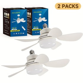 Resim 2 adet E27/E26 Soketli Fan Işık, Uzaktan Kumandalı, Ayarlanabilir Hava Akışı, Sessiz Tavan Fanı Avize - LED, 41.91cm Süper Parlak, Enerji Verimli Yatak Odası, Oturma Odası, Mutfak, Garaj İçin - 5-10 sqm Odalar, Yatak Odası Tavan Fanı | Modern Tavan Fanı | Ayarlanabilir Fan Hızı 