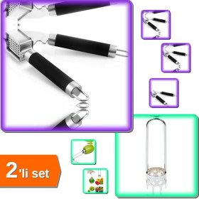 Resim Hereveoyuncak Biberoy Pratik Dolma Biber Oyacağı + Lüx Çelik Sarımsak Ezici - 2li Set XYZ456 