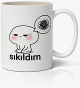 Resim Sıkıldım Yazılı Baskılı Kupa Bardak - Baskılı Kahve Kupa Bardak 