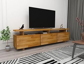 Resim Woodface Verona Çekmeceli Televizyon Sehpası 174 x 30 Doğal Ahşap Özel Tasarım 