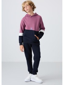 Resim Tommylife Tommy Life Soft Vişne-lacivert Pamuklu Kalın İçi Tüylü Yumuşak Dokulu Standart Fit Nakışlı Erkek Çocuk Eşofman Kırmızı - Lacivert 