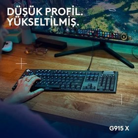 Resim Logitech G G915 X Tactile Kablolu Düşük Profilli RGB Aydınlatmalı PC/Mac için Mekanik İngilizce Q Oyun Klavyesi, Siyah 