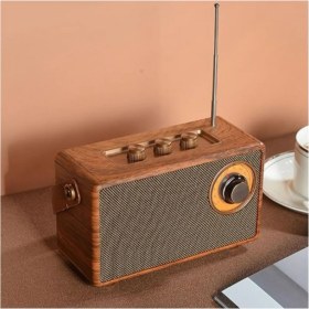 Resim Retro ve Modern Radyo, Usb, Bluetooth ve Fm Fonksiyonlarıyla Kahverengi 