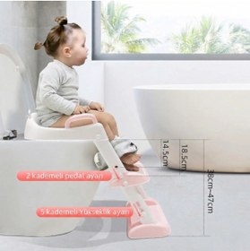 Resim MericLine Pembe Merdivenli Çocuk Klozet Tuvalet Eğitimi Aparatı 