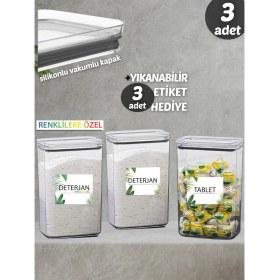 Resim 3'lü Saklama Kutusu Seti, Vakum Kapaklı, Dekoratif, Beyaz, Dikdörtgen, 2,9 Lt 