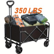 Resim Ayarlanabilir Koluyla Ağır Hizmet Katlanır Araba - 360° Tüm Zemin Tekerlekleri, Yan Cebi - Spor, Bahçe, Takım Aktiviteleri, Alışveriş İçin İdeal - Siyah/Beyaz, Spor Ekipman Taşıma|Katlanır Yardımcı Araba|Ayarlanabilir Kolu 