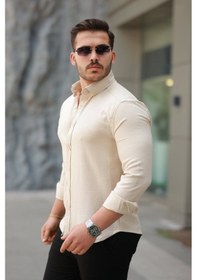 Resim Erkek Uzun Kollu Gömlek Kum 