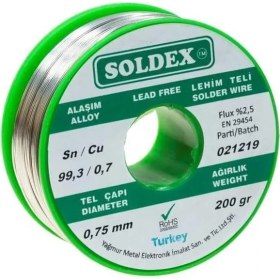 Resim 0.75 mm 200 G Kurşunsuz Lehim Teli (%99,3 Sn /%0,7 Cu) 