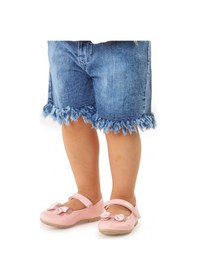 Resim Kiko Kids Taşlı Cırtlı Kız Çocuk Fiyonklu Babet Ayakkabı Ege 204 Rugan Pudra 