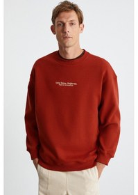 Resim LAMPARD ERKEK 3 İplik Bisiklet Yaka Kiremit Rengi Sweatshirt 