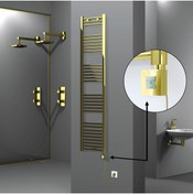 Resim Radiva HAITI Elektirikli Havlupan 400x1800 Düz Altın (KTX1 Termostat) 300W Spiral Kablolu 